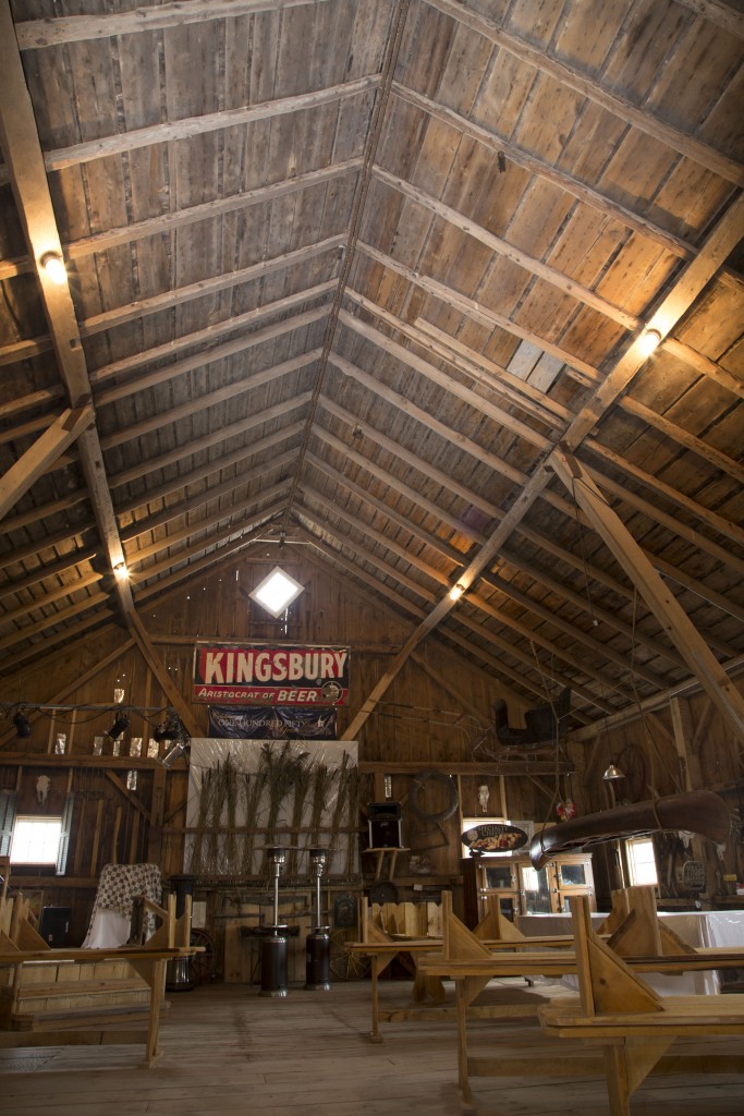 The historic barn showcases various historic relics.